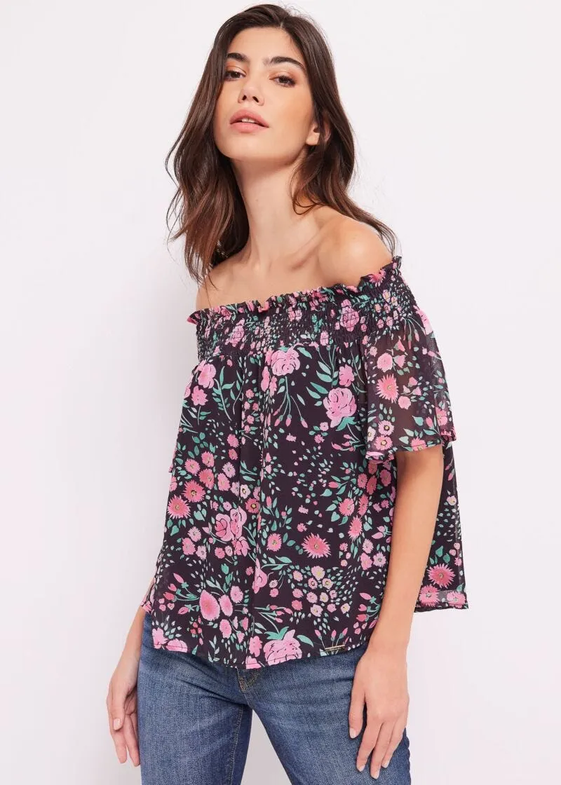 Top in georgette floreale