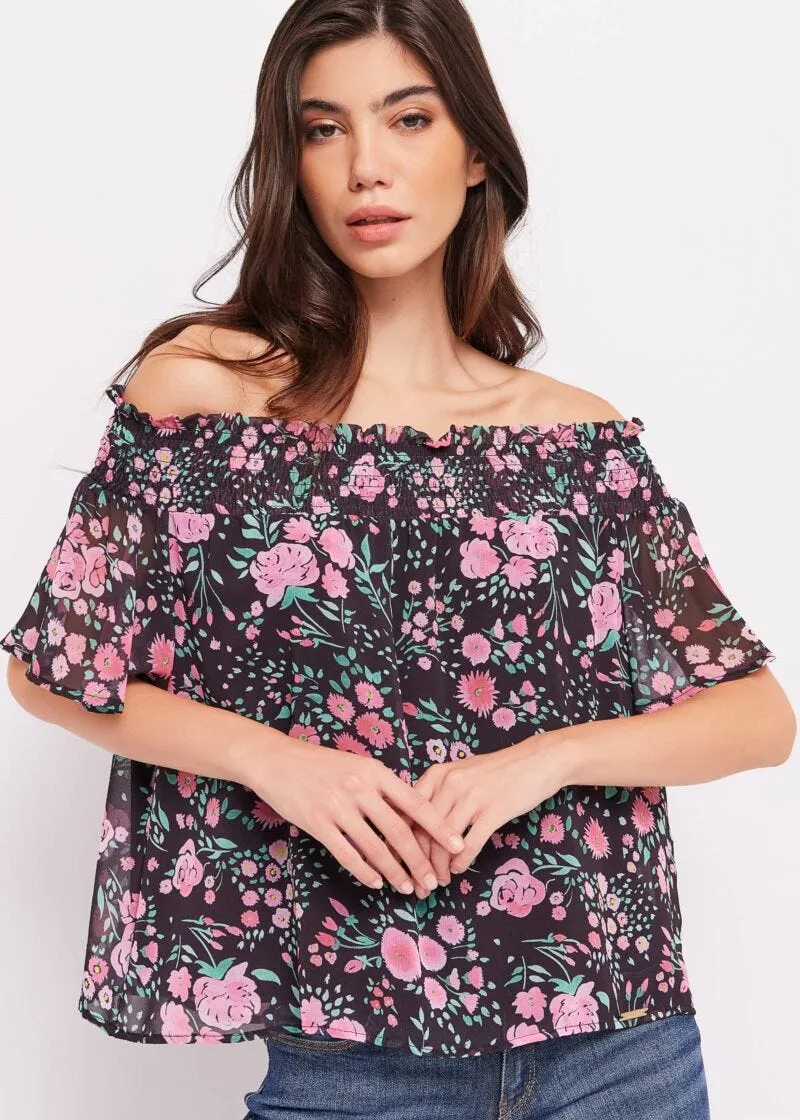 Top in georgette floreale