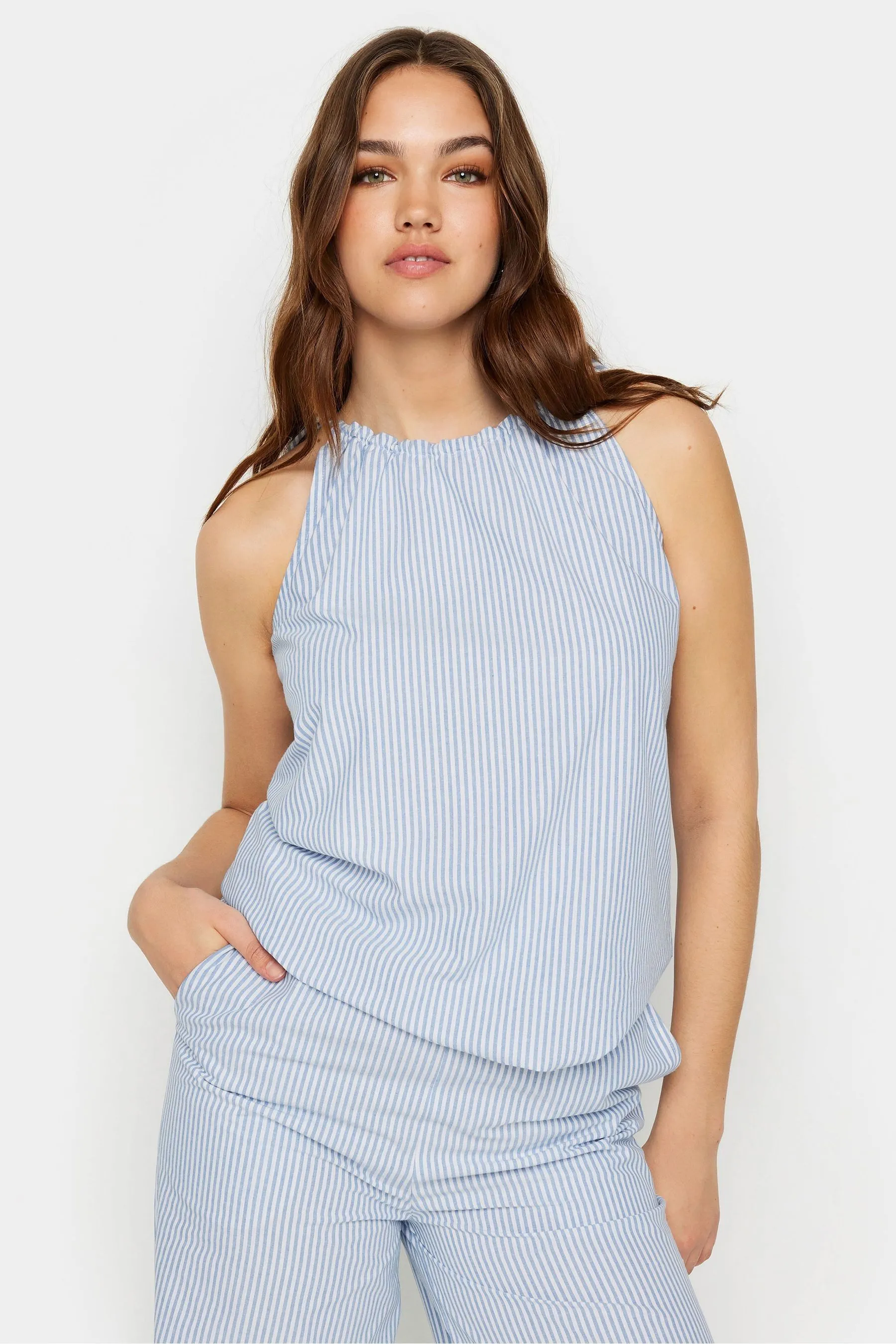 Top Long Tall Sally A righe con scollo all'americana collo  A righe con scollo all'americana