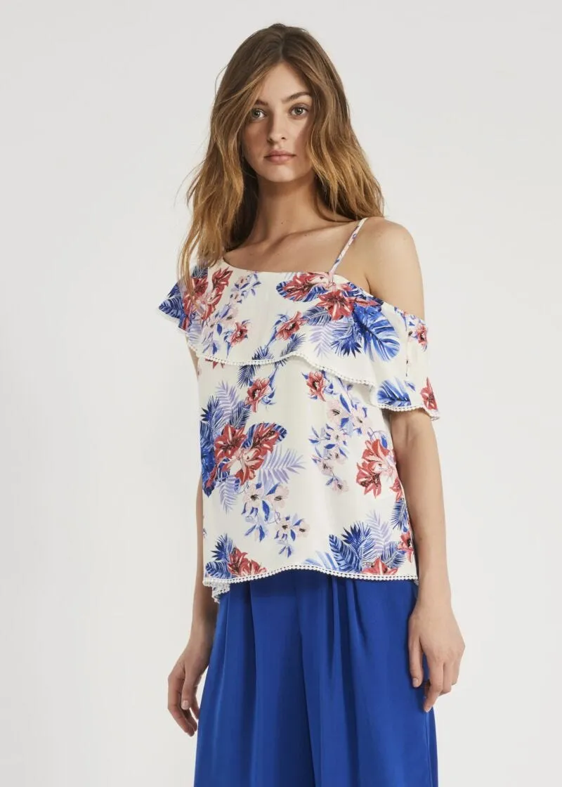 Top monospalla floreale