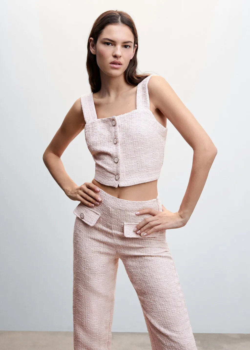 Top tweed bottoni