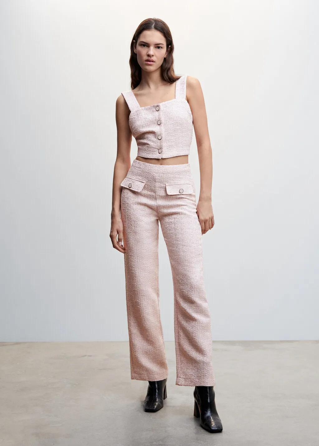Top tweed bottoni