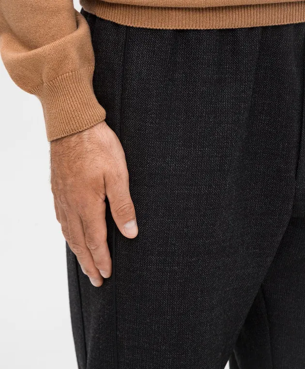 Valentino Pantaloni grigi in lana con revers 5V3RBB668JB