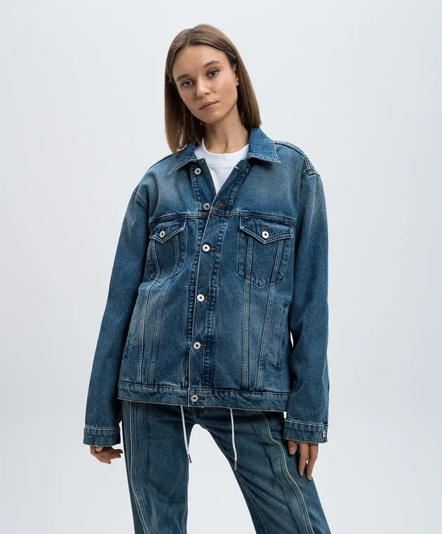 Y Project Giubbotto in denim blu con patch logo 207JA001D22