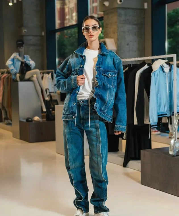 Y Project Giubbotto in denim blu con patch logo 207JA001D22